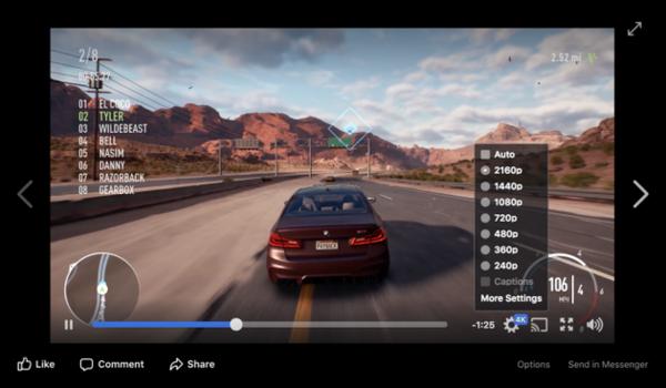 落后YouTube 3年：Facebook开始测试4K视频
